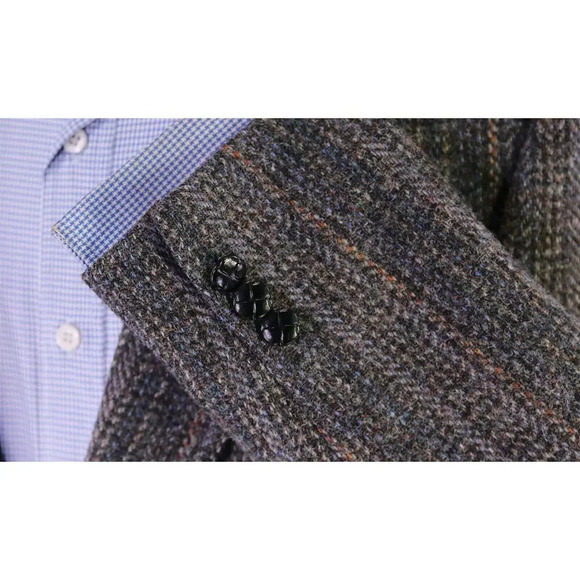 Harris Tweed JG Hook Vintage Blue/Gray Striped Heavy Scottish Wool Blazer 40R - Picture 6 of 9